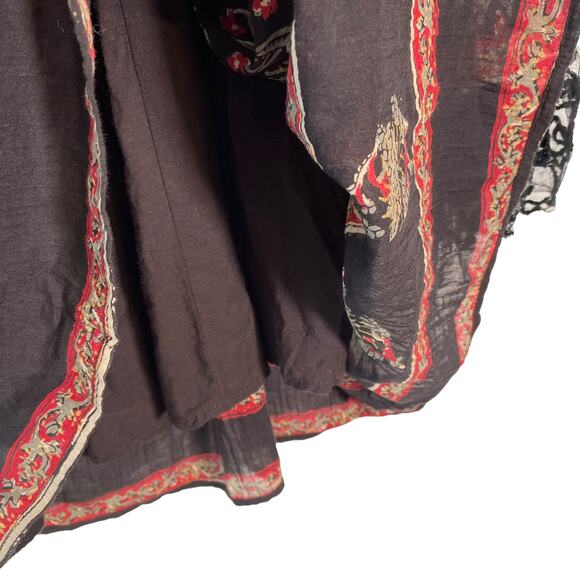 Free People Nomad Printed Formal Chiffon Black Combo Tunic Dress Large - Picture 6 of 11